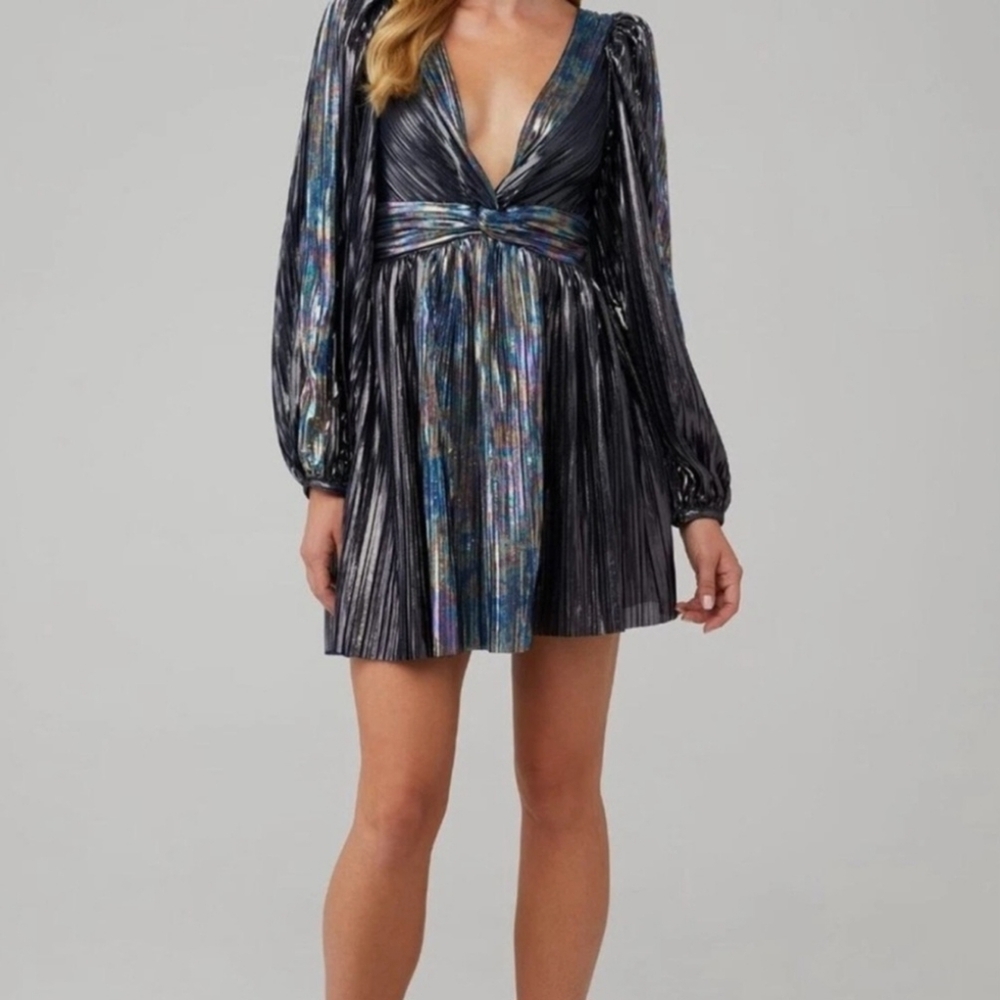 Liquid Metallic Free People Sabina Musayev Wendy Mini Dress Silver Small